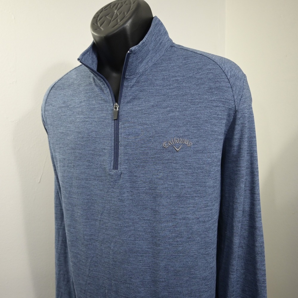 Callaway 1/4 Zip Pullover Mens Large Blue Heathered Golf Long Sleeve